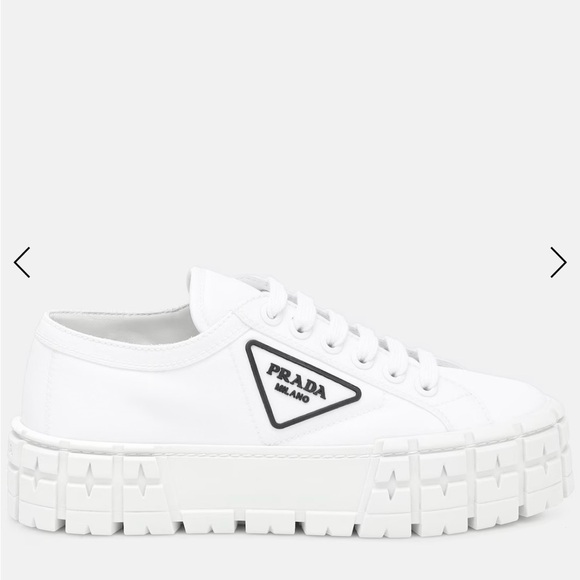 Prada Women's White Double Wheel Platform Sneaker - Picture 2 of 13